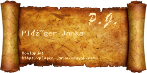 Pláger Janka névjegykártya